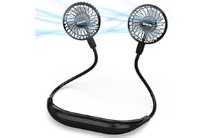 COMLIFE Portable Neck Fan, 2600mAh Battery Operated Ultra Quiet Hands Free USB Fan with Strong Wind, 360° Adjustable High Flexibility Wearable Personal Fan for Home Office Outdoor Travel (Black)