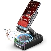 Hupoaf Adjustable Cell Phone Stand with Wireless Induction Bluetooth Speaker, HD Surround Sound for Home and Outdoors, Compatible with iPhone/Samsung Galaxy, 2026 Birthday Gifts for Men Women Dad Mom