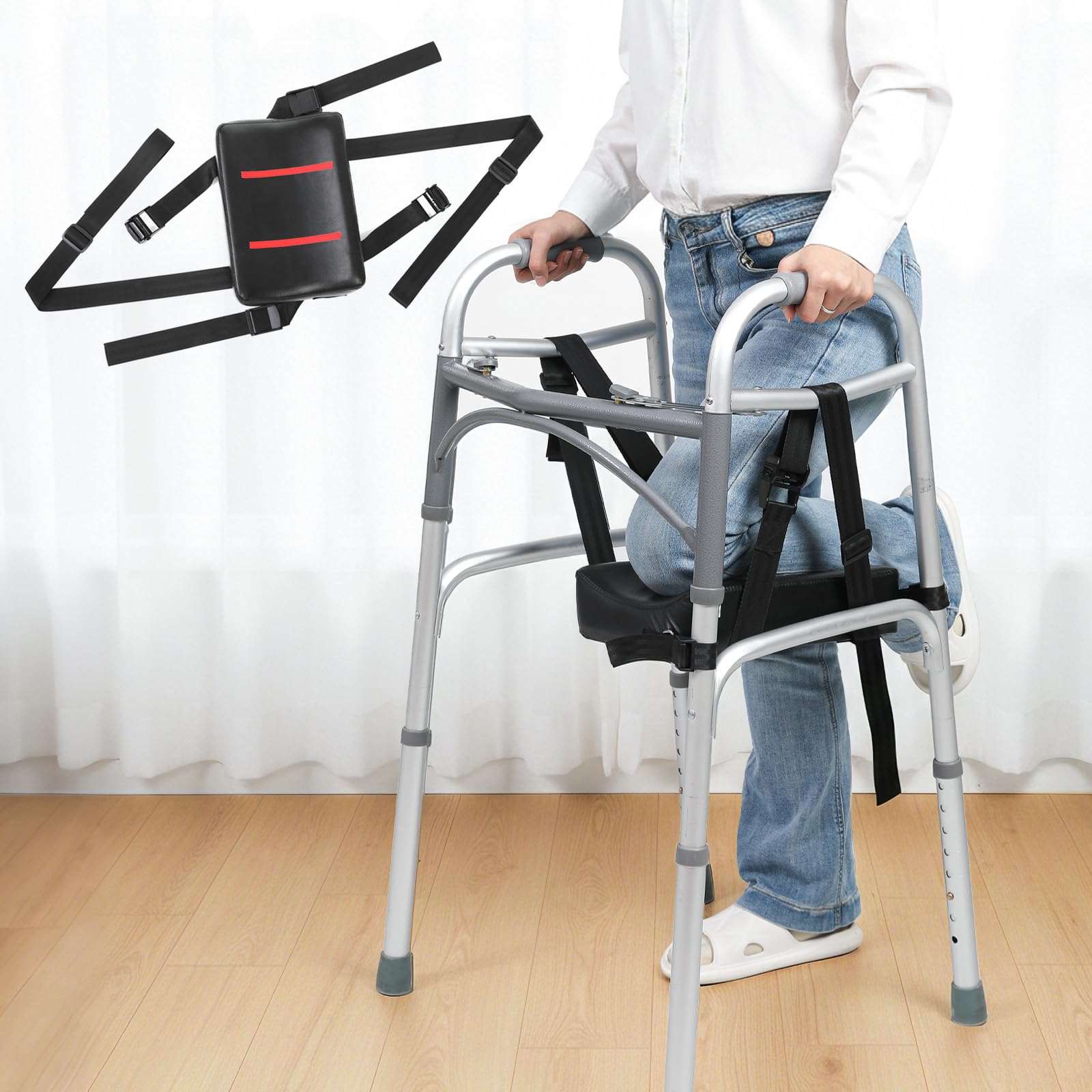 Photo 1 of Knee Sling Attachment for Walker with Support Pads | 4.0 Adjustable Safety Lift Leg Comfort - Ergonomically Designed Foot Injuries Fits Almost All Walkers 300 LBS Weight Capacity