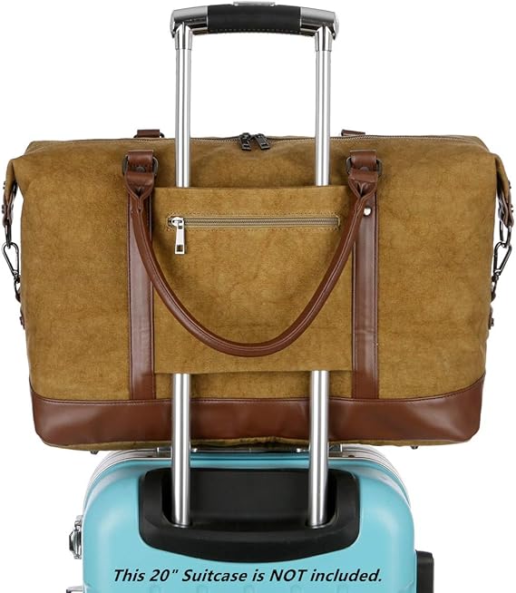 Coffee BAOSHA Canvas Travel Holdall Carryon Bag Weekender Overnight