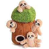 okegztoa Interactive Squeaky Dog Toys Plush Sloth Dog Toy, Stuffing Woodland Friends Burrow, Dog Toys for Small Medium Large Dogs, Squeaky Plush Dog Toy (Medium)