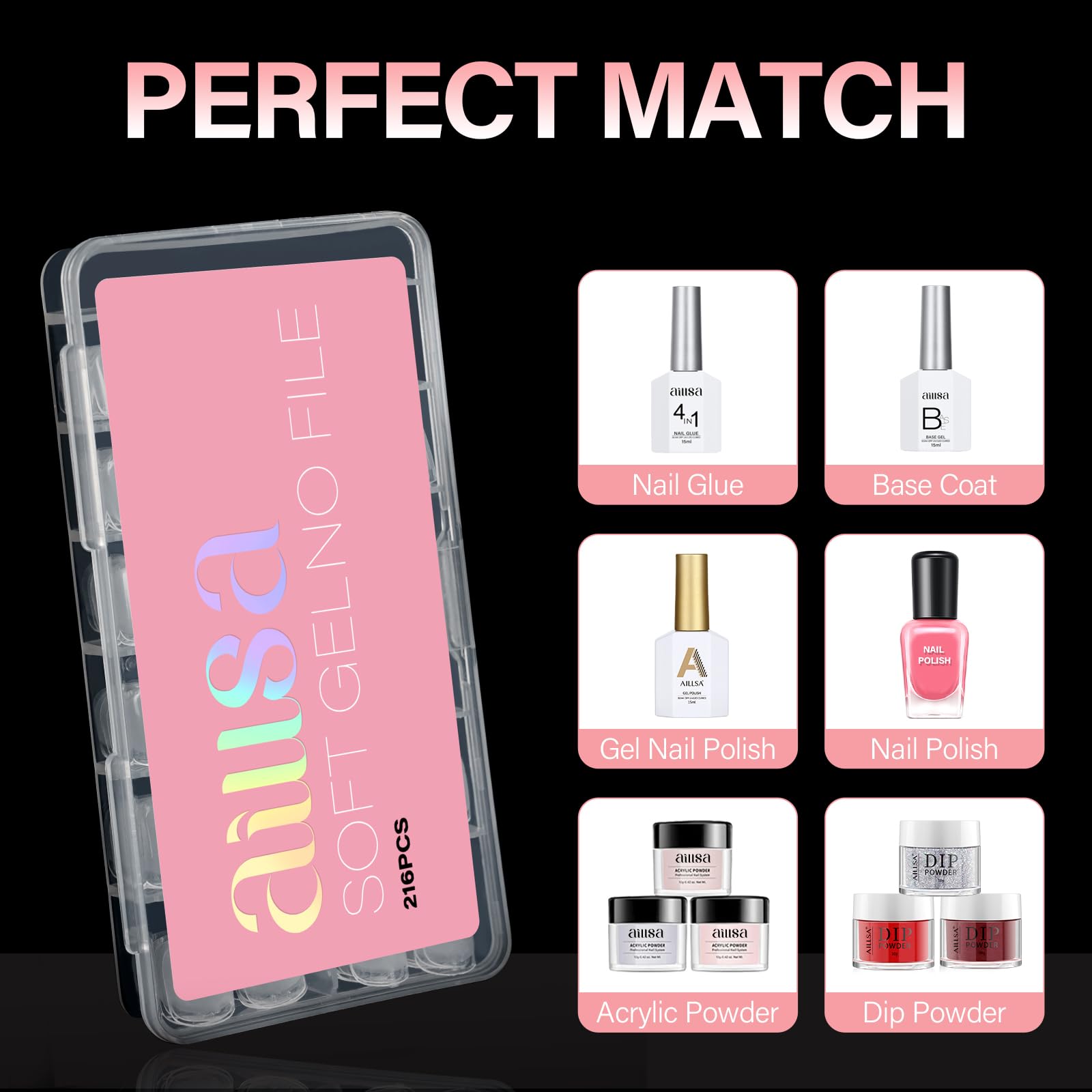 AILLSA Extra Short Square Nail Tips Full Cover Half Matte Nail Tips Clear Gelly Pre-Shaped Nails Tip Press On False Tip Extension for Home DIY Manicure Salon 216PCS 12 Sizes - Image 7