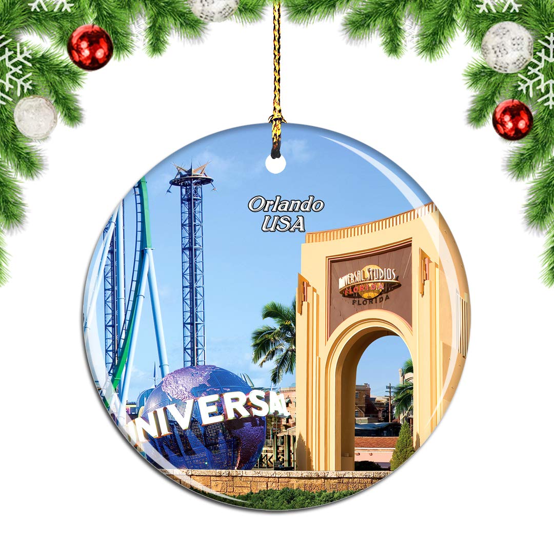 Buy Weekino Usa America Universal Studios Florida Orlando Christmas Xmas Tree Ornament Decoration Hanging Pendant Decor City Travel Souvenir Collection Double Sided Porcelain 2 85 Inch Online At Low Prices In India