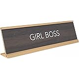 Aahs Engraving Girl Boss Novelty Nameplate Style Desk Sign (Brown)