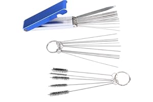 YOFMOO 13 Cleaning Wires Set 10 Cleaner Needles 12 Nylon Tube Brushes Cleaner Tool Kit for Carbon Dirt Jet Nozzles Gas Orific