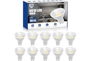 GU10 LED Light Bulb, 6000K Cool Daylight White, 5W (50W Halogen Replacement) 550LM, 120° Wide Beam Flood Spotlight, No Flicke