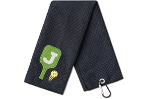 CybGene Embroidered Pickleball Towel, Funny Gift for Pickleball Lovers, 16"x 24" Microfiber Towel, Initial J