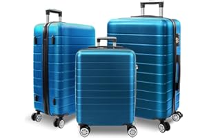 HOUAGI Luggage Sets with Spinner Wheels,Hardshell 3 Piece Luggage Sets. Hardside Lightweight Suitcase Sets TSA Lock,20in/24in/28in,Dark Blue