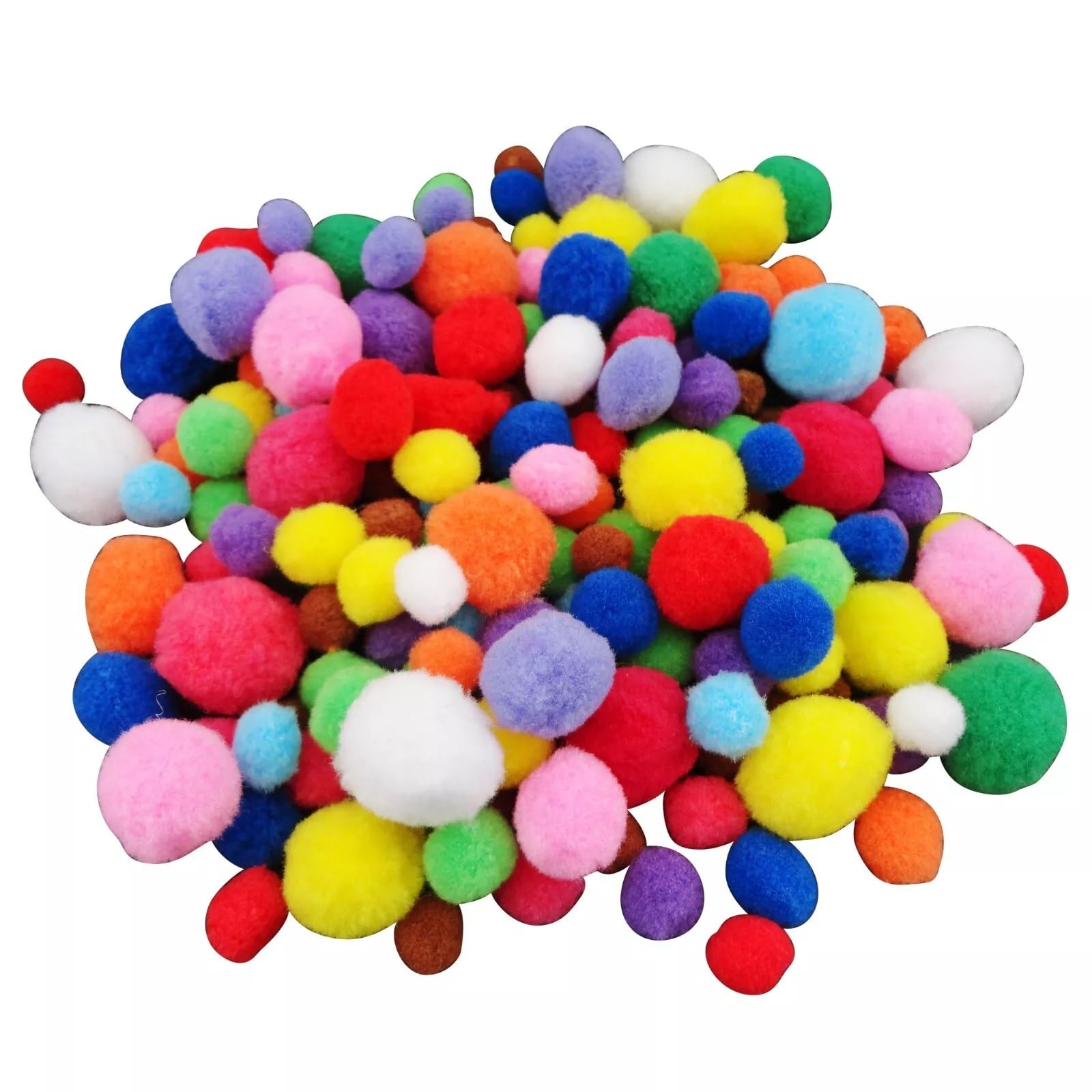 50 Craft Poms Multi Coloured Fluffy Balls Various Sizes Children Arts & Crafts - Colour: Assorted