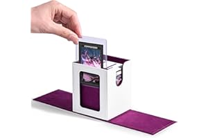 ZLCA MTG Deck Box with Commander Window Display, Trading Card Storage Box Holds 100 Double-Sleeved Cards Suitable for TCG/CCG/PTCG/EDH/Magic/Sport Cards (White&Purple)