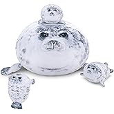 Achwishap 19.6” Seal Stuffed Animal Mommy with 3 Seal Baby Plush Toy,4pcs Seal Plush Pillow,Cute Plushie Seals Hugging Pillow Cuddle Plushie for Kids Girls Boys Birthday Gifts(Seals Family)