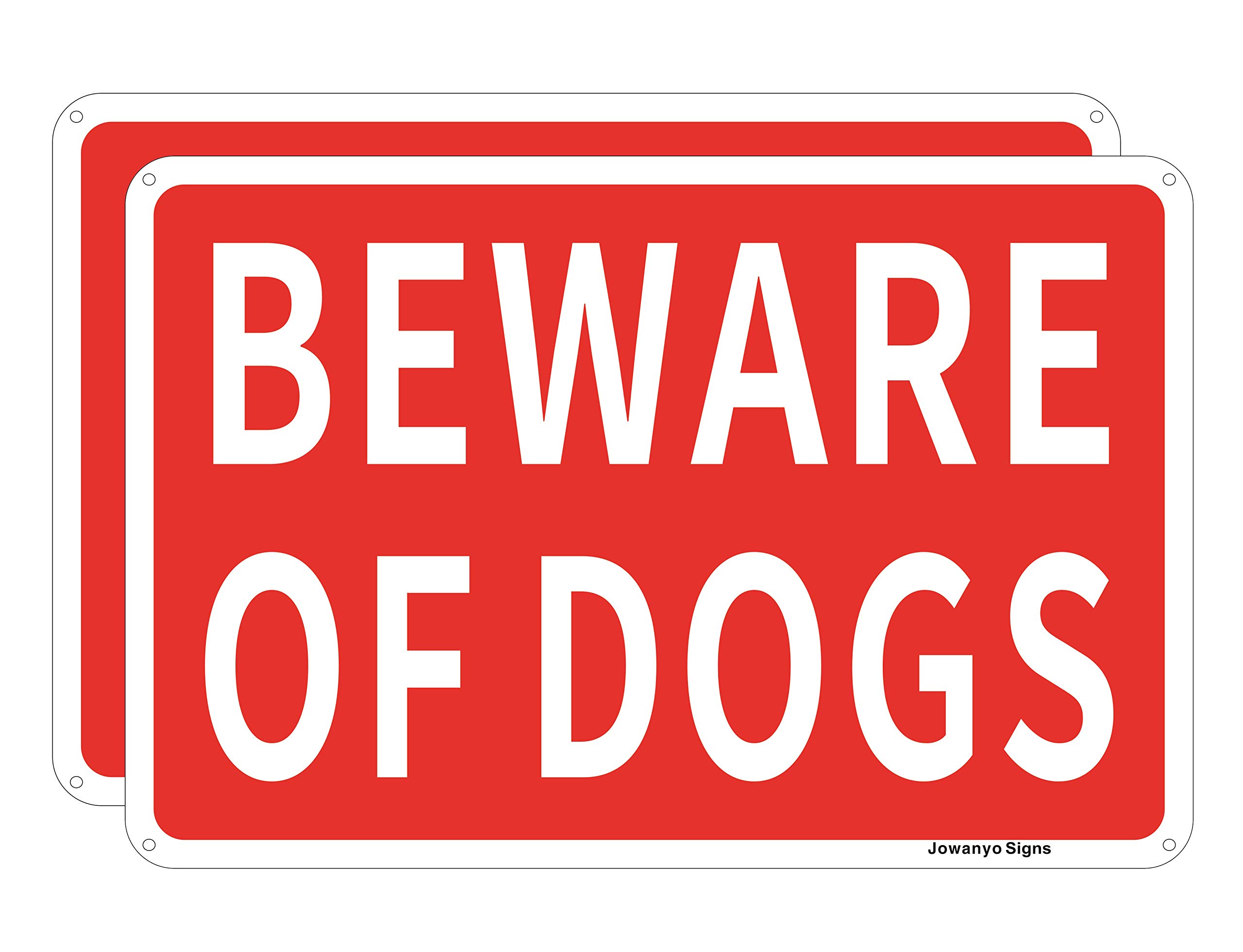 Jowanyo Beware of Dogs Sign,Dog Warning Sign,20 x 30 cm,Reflective Aluminum,Easy to Mount,UV Protected,Weather Resistant,Waterproof,Durable Ink,Outdoor or Indoor Use,2 Pack