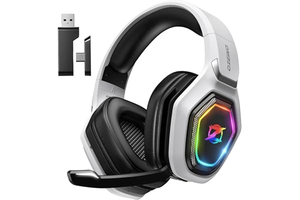 Ozeino 2.4GHz Wireless Gaming Headset for PC, PS5, PS4 - Lossless Audio USB & Type-C Gaming Headphones with Flip Microphone, 30-Hr Battery Gamer Headset for Switch, Laptop, Mobile, Mac
