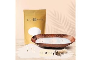 LILY LADUE Sand Candle Kit - 1Lb/16Oz Pearled Candles Sand and Wicks (24) with Copper Holder, Unscented Aroma Beads, Reusable Pearled Candle Wax for DIY Home Kit, Powder Beads Refill Available