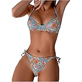 SOLY HUX Women's Floral Print Bikini Sets Underwire Tie Side Bathing Suits Two Piece Swimsuit
