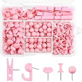 260Pcs Push Pins Set 5 Styles Pink Thumb Tacks Cute Push Pins | Decorative Thumb Tacks for Bulletin Board, Cork Board