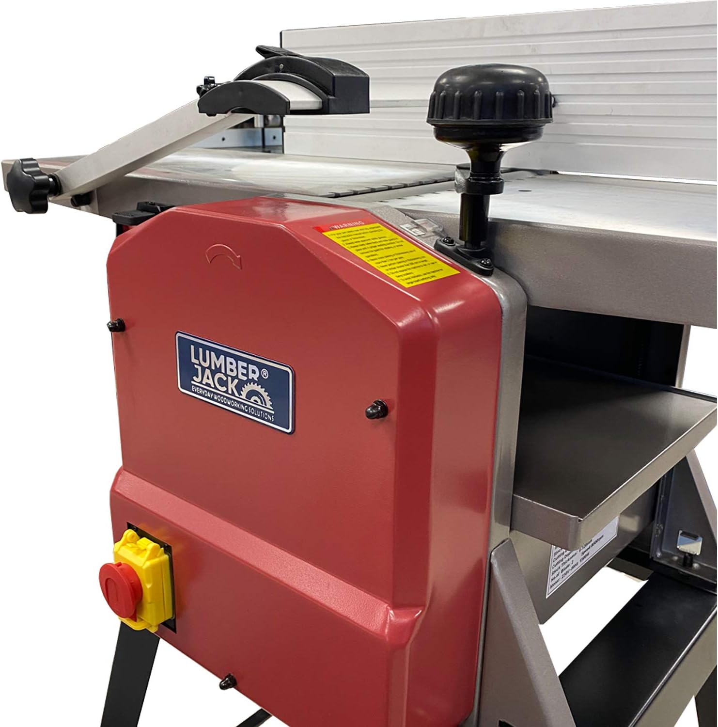 LUMBER JACK 10 x 5 Inch Planer Thicknesser with HSS Twin Blades, Dust Chute, & Legstand for Woodworking, Red, 10 inch - Image 3