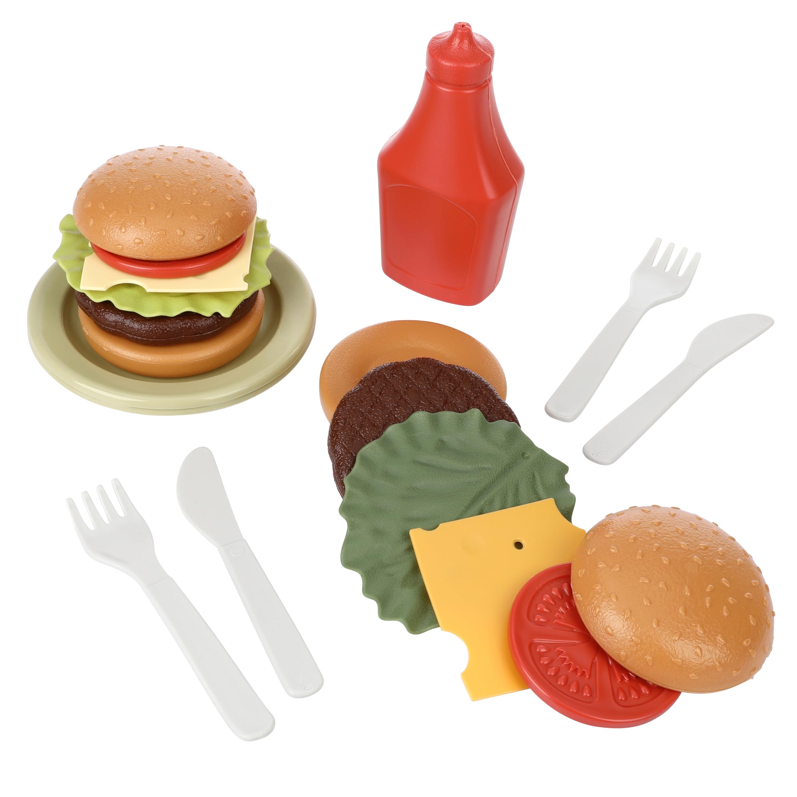 Dantoy Organic Burger Set with 19 Pieces - Play Burger Set for Children, Made from Bioplastics from Sugarcane - Age Group 2+ Years (Compact Box)