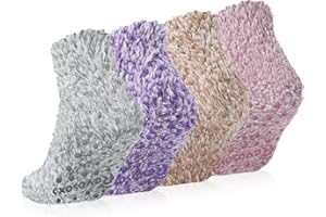 Revosoxs Fuzzy Grip Socks for Women Men,Thick Warm Slipper Cozy Fluffy Non Slip Ankle Hospital socks With Grips.