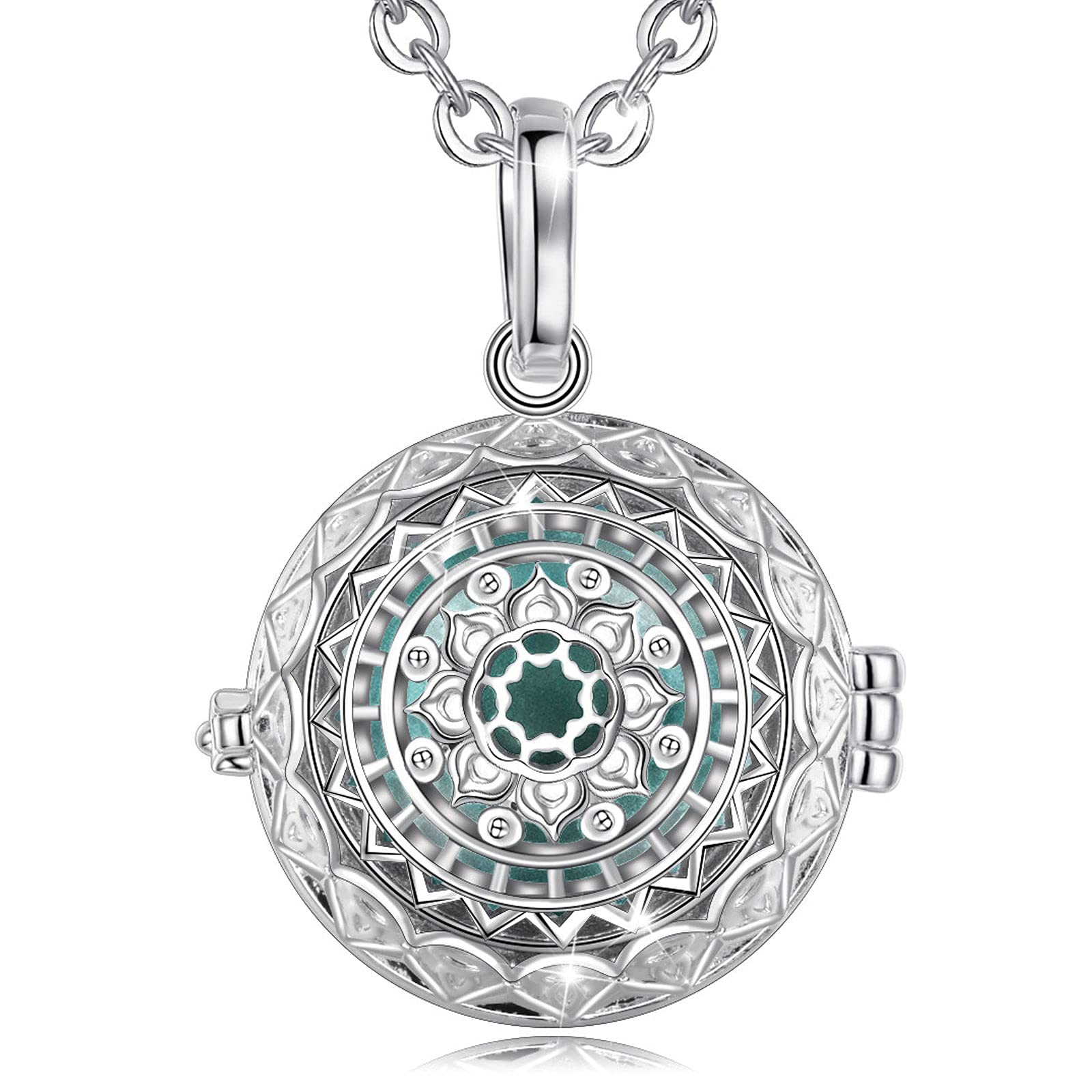 Eudora Harmony Bola Holy Lotus Pregnancy Necklace 20mm Mexican Angel Chime Caller Ball Pendant Music Chime Bell Women Jewellery, Romantic Gift 30", 45"