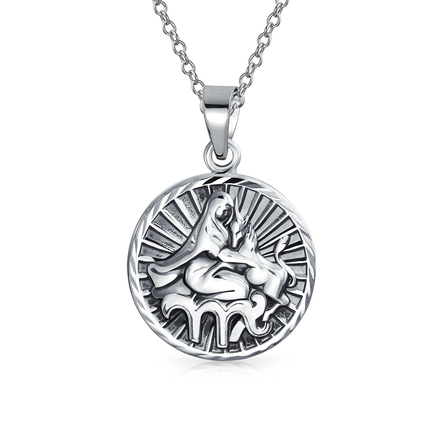 Bling Jewelry Virgo Zodiac Sign Astrology Horoscope Round Medallion Pendant For Men Women Necklace Antiqued Sterling Silver — image 1