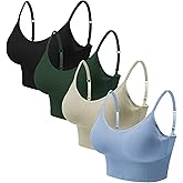 Eleplus 4 Pieces Comfy Sleep Bra for Women Cami Lounge Bra Wirefree Padded Bralettes Longline Pack of 4