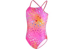 TENVDA Girls Swimsuit Summer Beach Sport Halter Bathing Suits One Piece Swimwear for 2-12 Years Old Kids