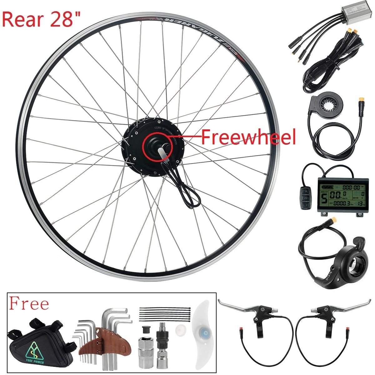 YOSE POWER 36V350W Rear Motor EBike Conversion Kit 28 Inch Rear