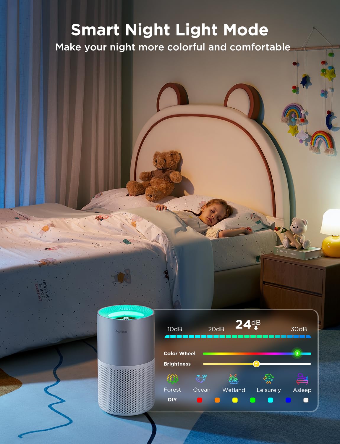 GoveeLife Air Purifiers for Home, Smart Air Purifier for Large Rooms with App & Alexa Control, Covers up to 1162ft², Air Quality Monitor, PM2.5 Sensor Air Purifier for Pet Hair, Pollen, Dust, Smoke