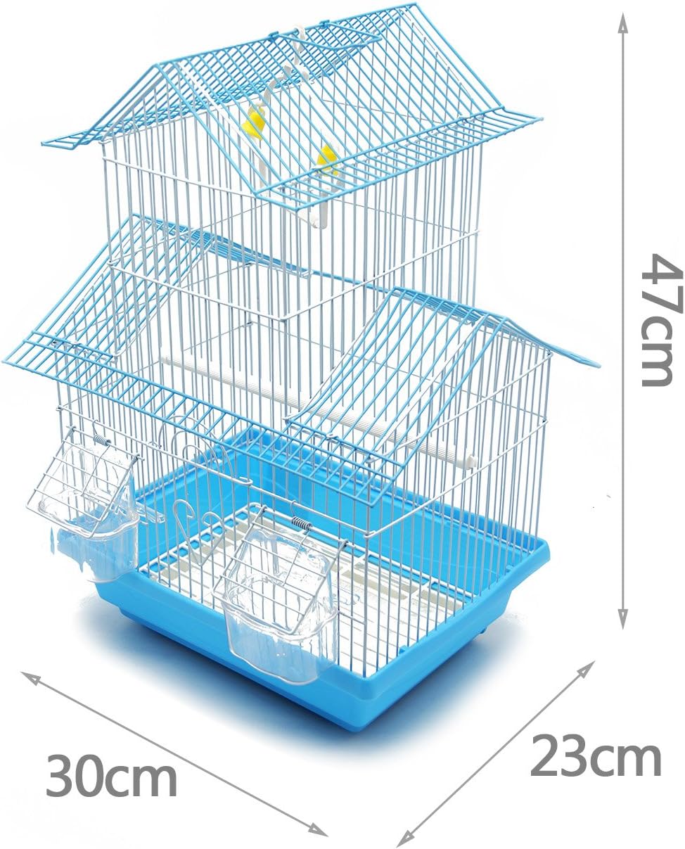 BPS Metal Bird Cage with Feeder Drinker Swing Jumping Bucket 2 Sizes M/L Random Colour (M: 30 x 23 x 47 cm) BPS-1207 - Image 3