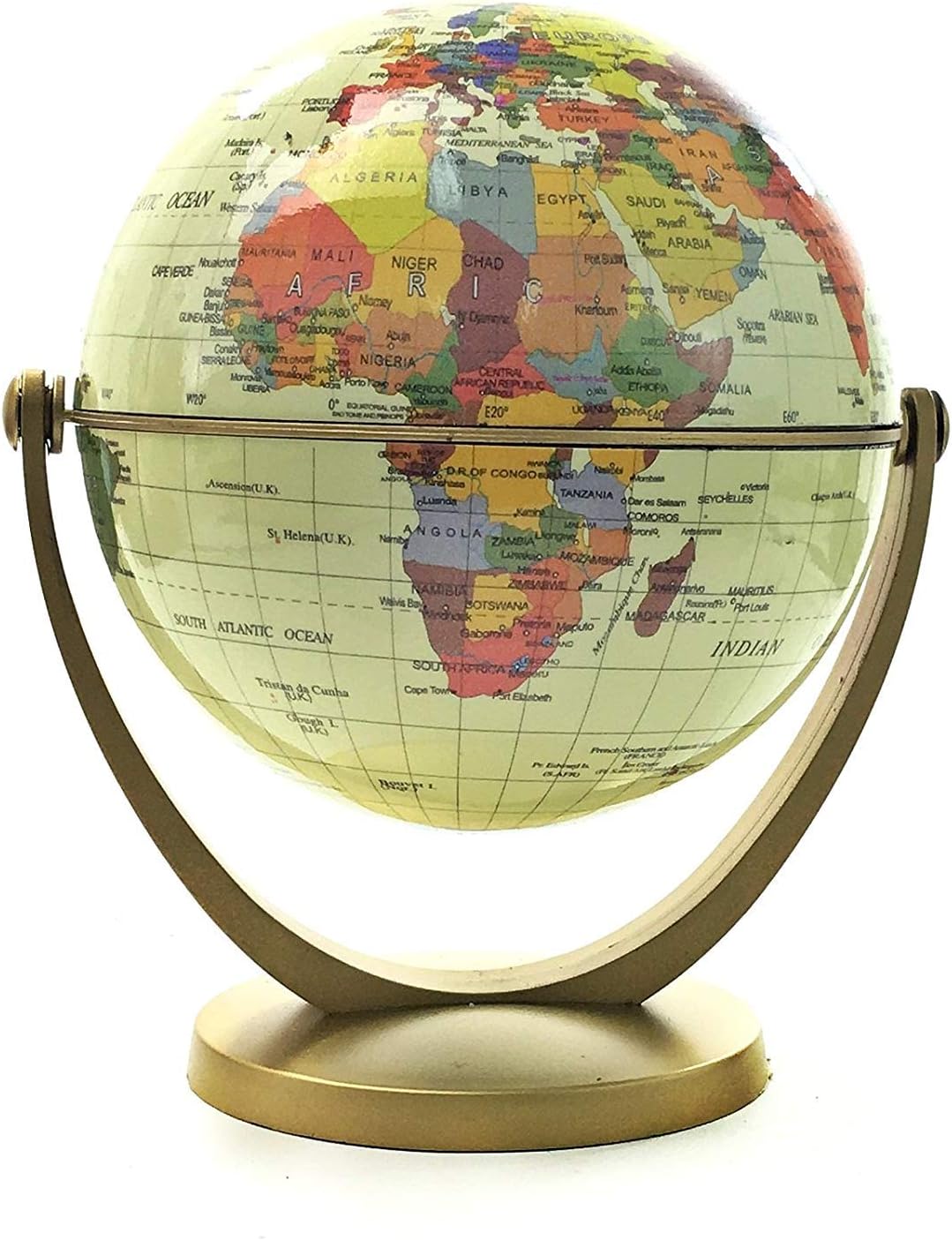 Bellaa 20454 World Globe Ocean Desktop Swivel and Tilt All Direction Perfect for Small Spaces at Home, Office & Classroom 6 inch Color