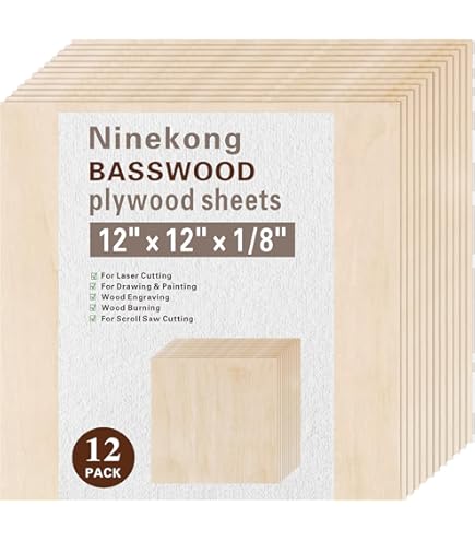 20 Plaques Contreplaqué Tilleul 200x200x3mm - Feuilles Bois Bricolage