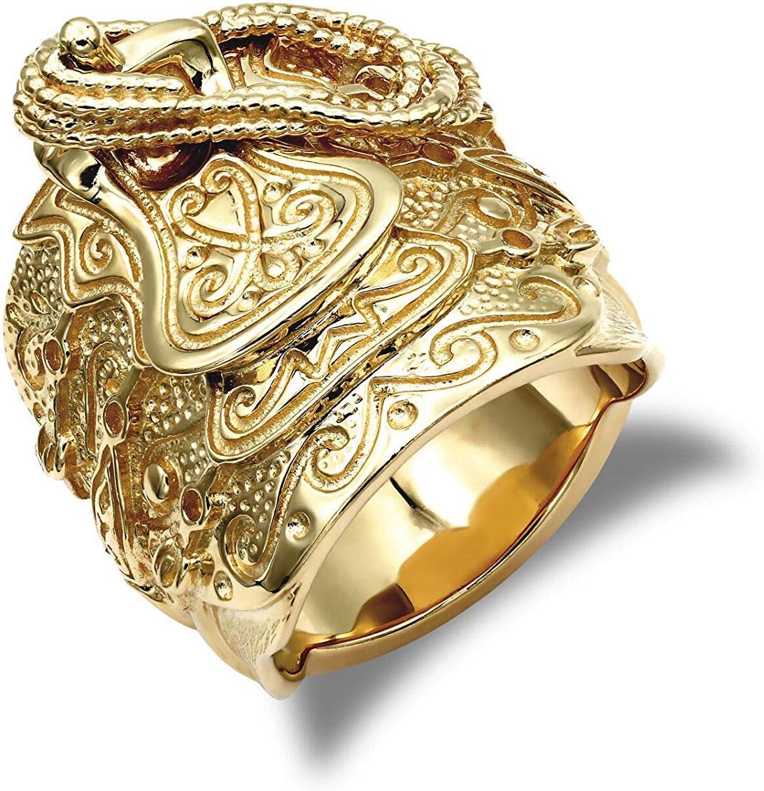 Man's Solid 9ct yellow gold hand finished heavy weight saddle ring, Size V