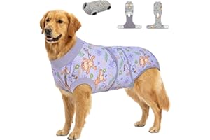 PetWarm Recovery Suit for Dogs, Dog Surgical Recovery Suit Female and Male, Dog Onesie for Surgery, Anti-Licking Dog Surgery Recovery Suit, Monkey Pattern, Grey, 2XL