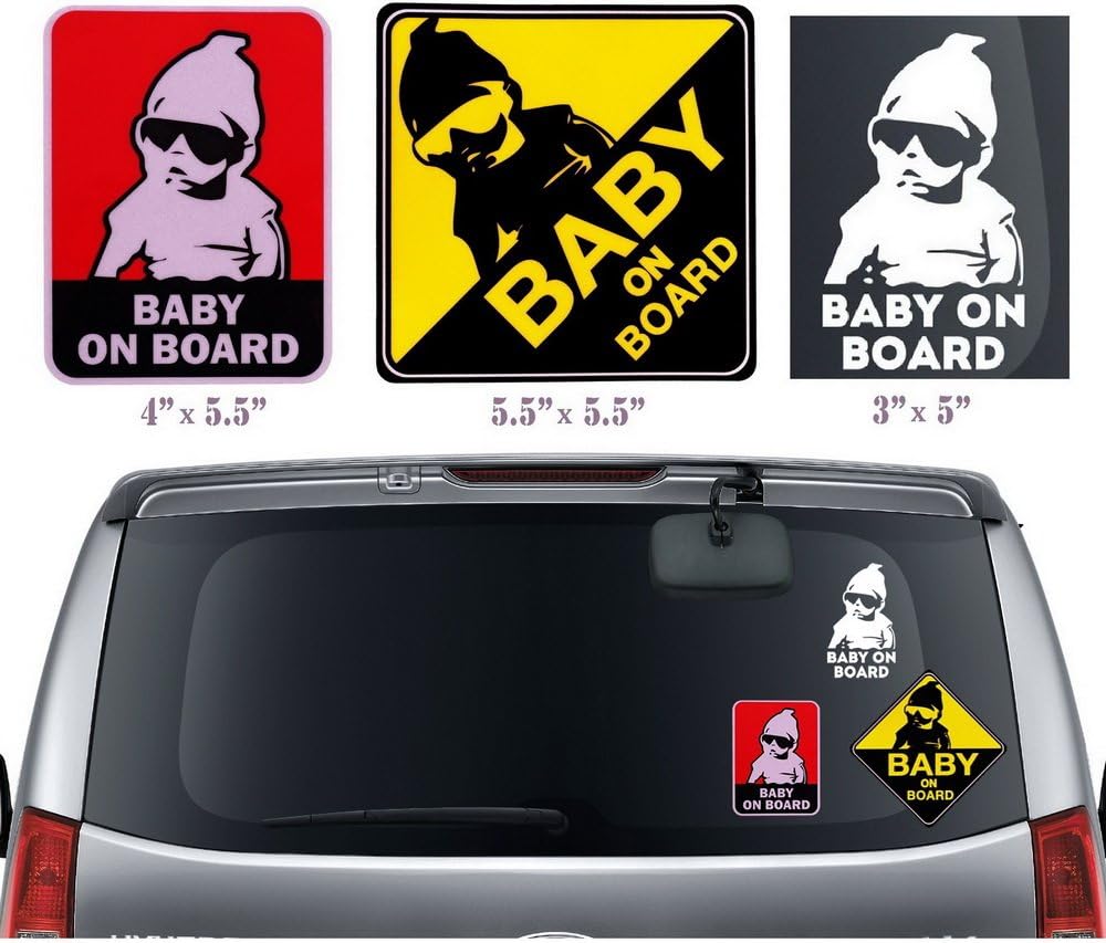Sticker Baby on Board Carlos cute & funny car window vinyl sticker, decal vinyl bumper sticker, safety with reflective vinyl sticker, size 5", 2 design, with cool Carlos sticker 1pcs., collection-A