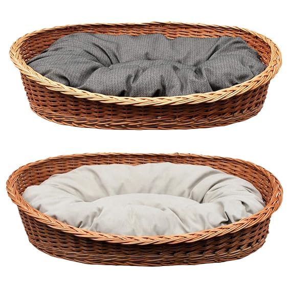GalaDis 71006 Großer Hundekorb/Hundebett/Hundesofa aus Weide mit