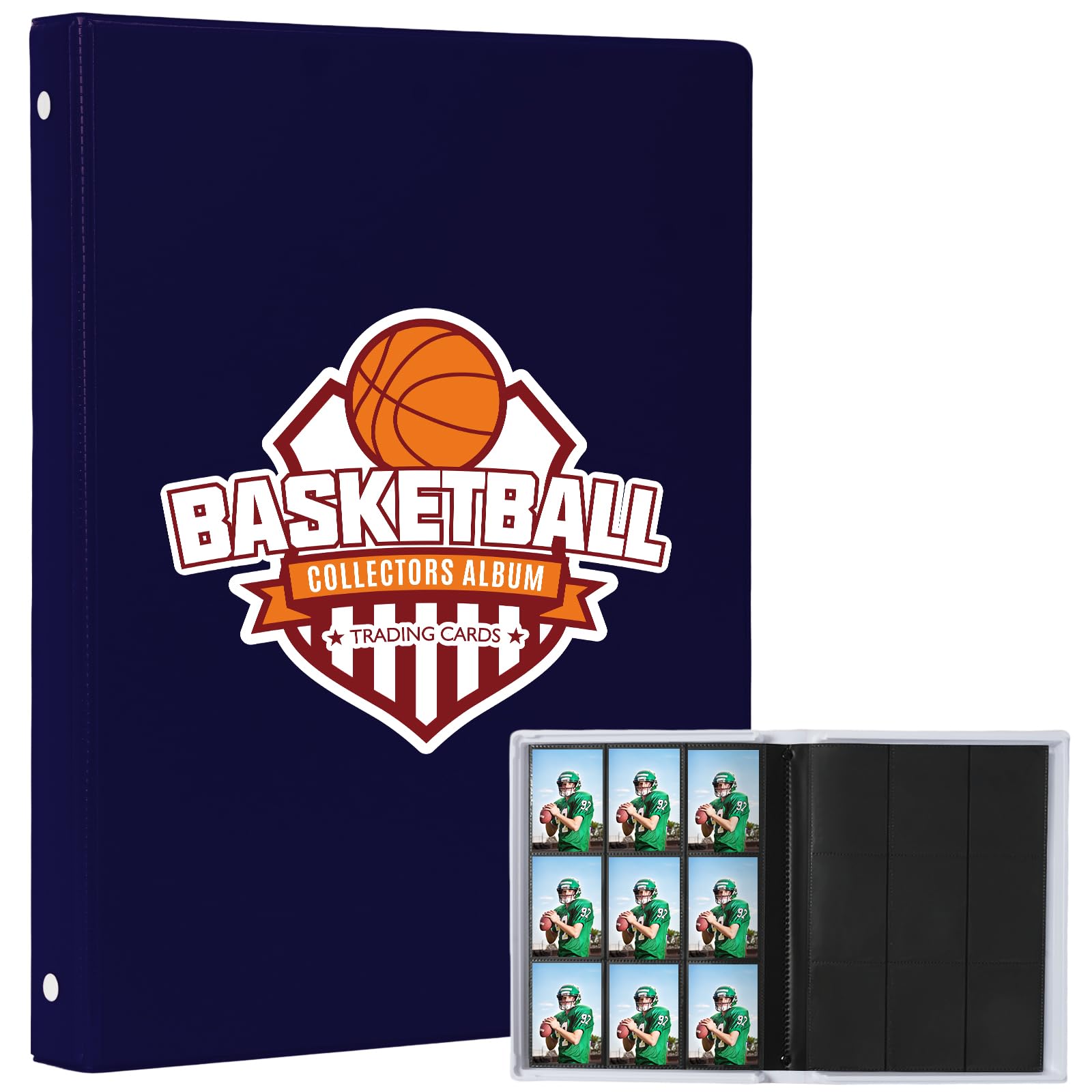 Photo 1 of 1 Dark Blue 9-Pocket Card Album - 20-Page 360-Card Capacity, Side-Loading Portable Card Binder for Sports Trading Cards (Baseball, Basketball, Football), Secure Snap Closure