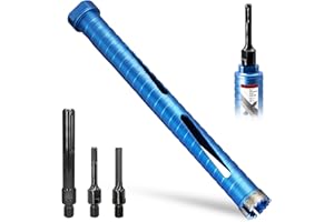 DaduoRi 1 1/4" Dry Core Drill Bit, 5/8"-11 Thread, with 3 Adapters Included: SDS Plus, SDS Max and 1/2" Hex Shank; 9.5" Drill Depth Diamond Core Drill Bits for Concrete, Brick Block Stucco and Masonry