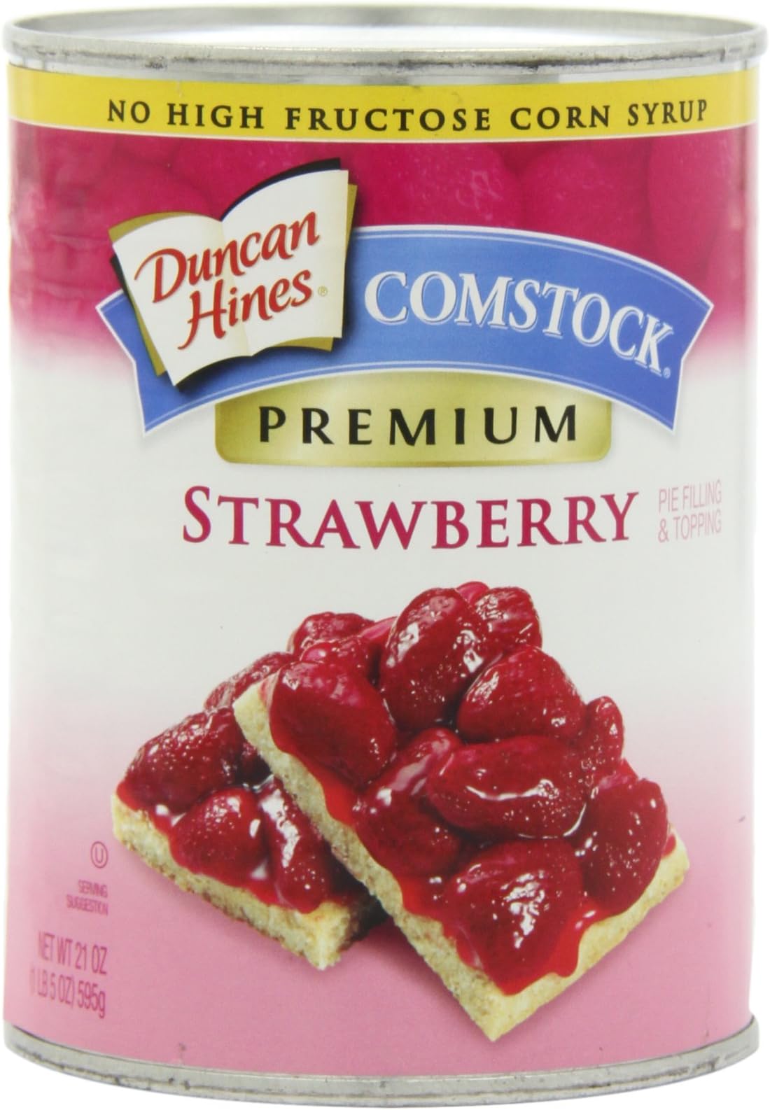Duncan Hines Comstock Premium Fruit Pie Filling & Topping, Strawberry, 21 oz (Pack of 4)