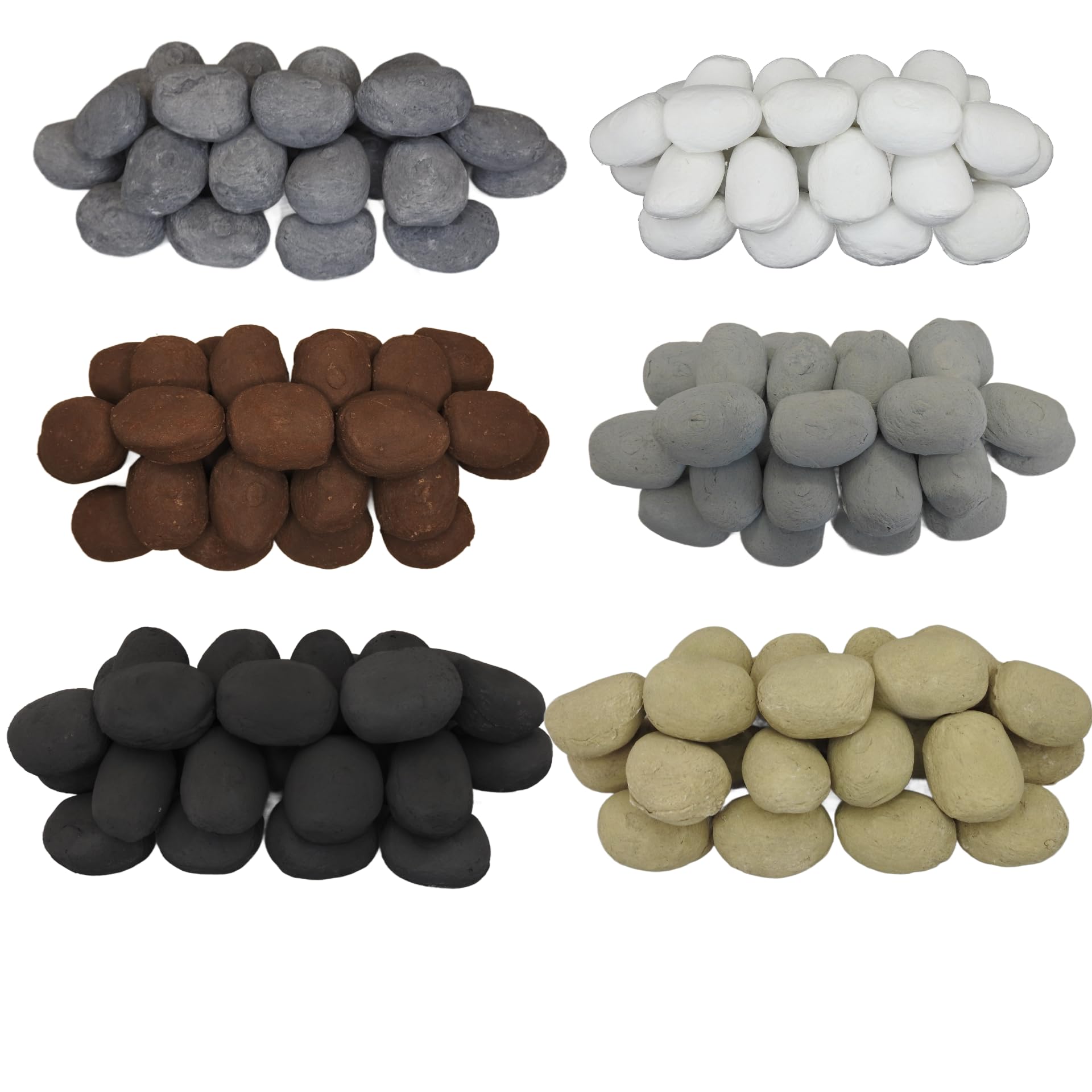 The Stove Wizard 18 Mixed Ceramic Coal Effect Fire Pebbles – White Beige Grey Black Brown Duck Egg Heat Resistant Stones for Bio Ethanol LPG Electric and Natural Gas Fire Appliances
