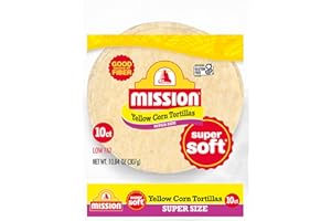 MISSION FOODS Mission Super Size Yellow Corn Tortillas, Large Soft Taco Size, 10 Count