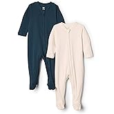 Amazon Essentials x Sofia Grainge Unisex Babies' Cotton Footed Sleep and Play Bodysuit, Pack of 2