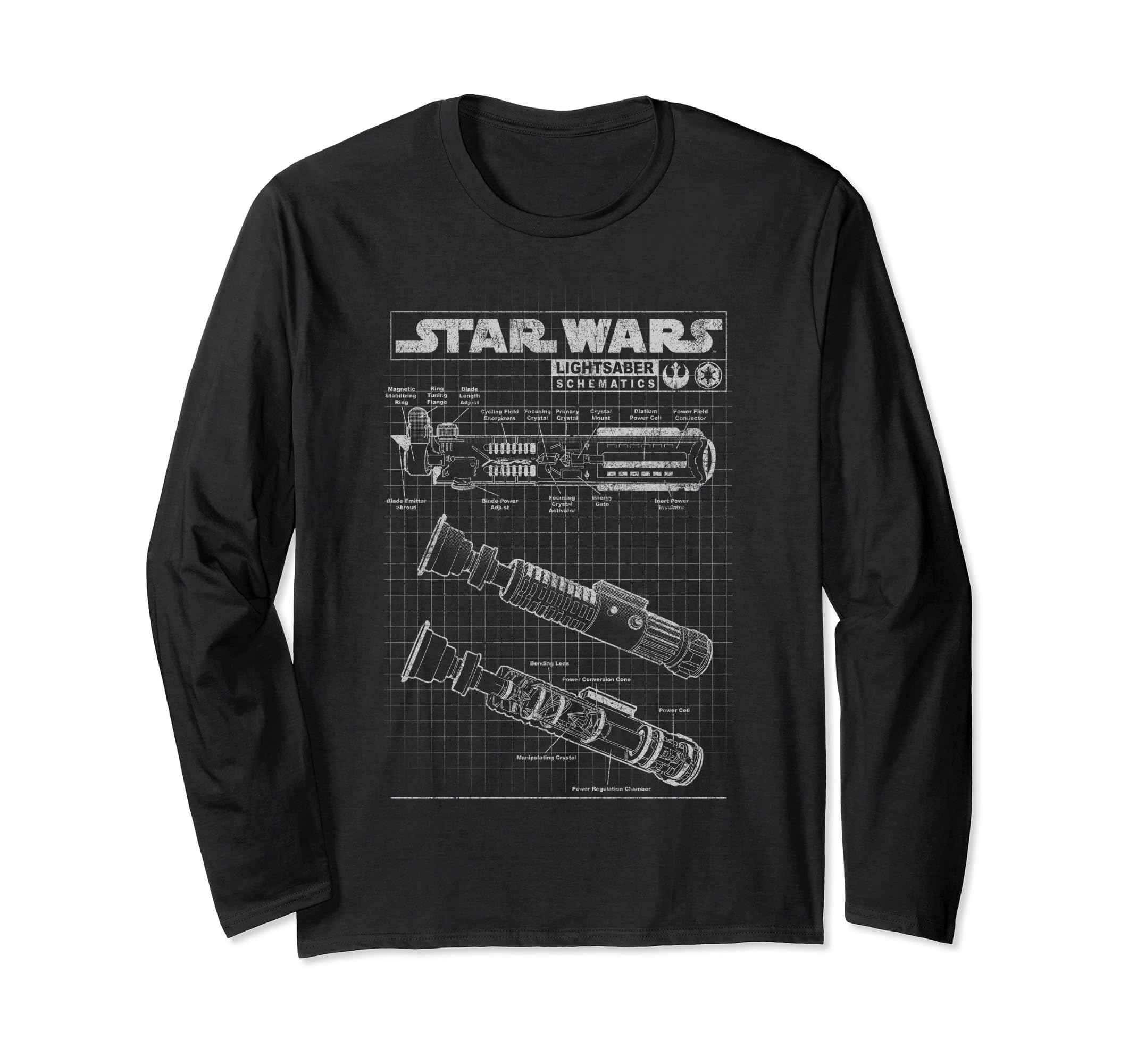 Star Wars Lightsaber Schematic Diagram Long Sleeve T-Shirt