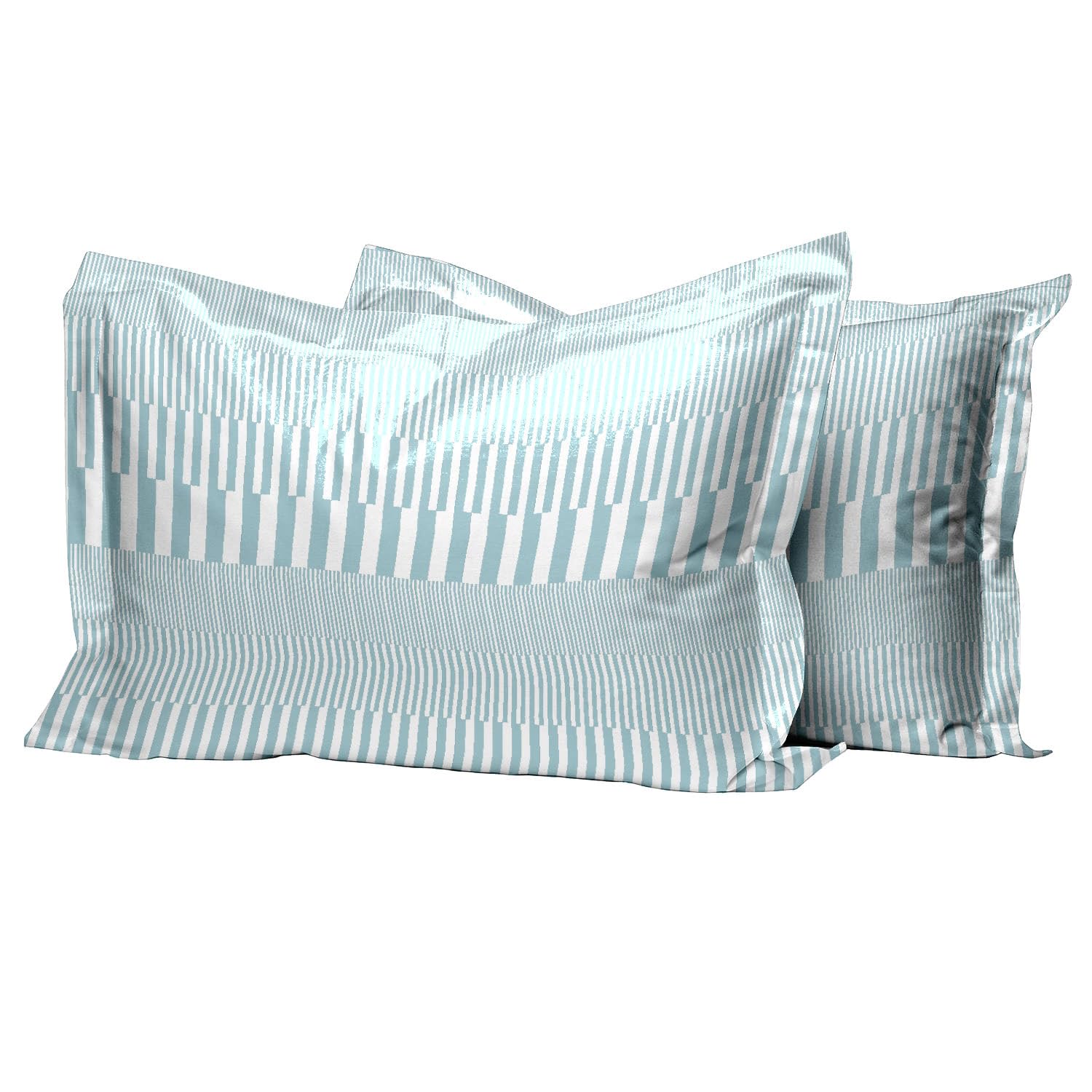 Pizuna Cotton Cascade Stripe Blue Print Standard Pillow Cases 2 Pack, 400 Thread Count 100% Long Staple Combed Cotton Oxford Pillow Cover Sateen Cooling Oxford Pillow Case 50x75 (Printed Pillow Cases)