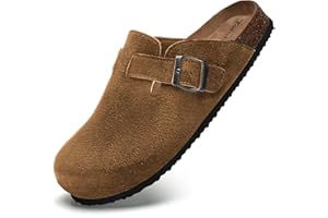 Torotto Womens Clogs Cork Footbed Suede Slippers Arch Support Potato Shoes with Adjustable Buckle