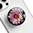 Ksadiye Translucent Clear Phone Grip with Expanding Kickstand,Cell Phone Collapsible Stand Pink Daisy Flower Design for Smartphones