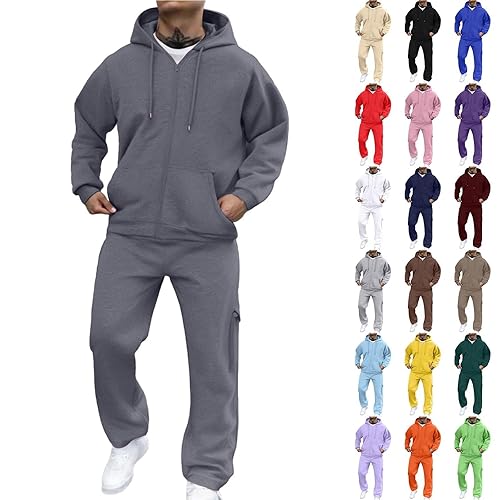 Track Suits for Men UK Full Zip Tracksuit Sets Sports Jogging Gym Suit Tracksuits Full Set 2 Piece Athletic Swimsuits Hooded Sweatshirt and Sweatpants Sweatshirt and Joggers
