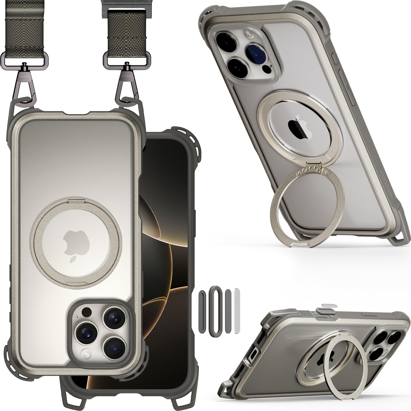 Photo 1 of MAGEASY Designed for iPhone 16 Pro Max Case with 360° Stand - [Camera Control Button Coverage] 25ft Ultimate Drop Protection Compatible with MagSafe, Aluminum Frame | Odyssey Ultra M