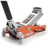 TONDA 2 Ton Low Profile Floor Jack, Aluminum Steel Car Jack, Orange | 2-Ton Low Profile Floor Jack with Dual Pump, 3.35"-13.98" Lift Range, Rubber Saddle &amp; Swivel Casters