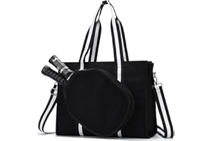 Pickleball Tote Bags for Women with Fence Hook,Vaschy Canvas Pickleball Paddle Holder Case Work/Gym/Sports Tote for 2 Rackets